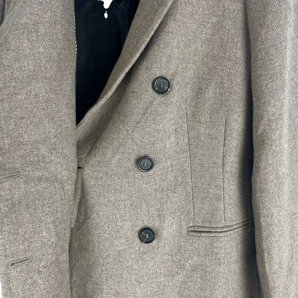 Zara Monteco Wool Blend Double Breasted Coat Ash Brown Size M - Picture 6 of 9